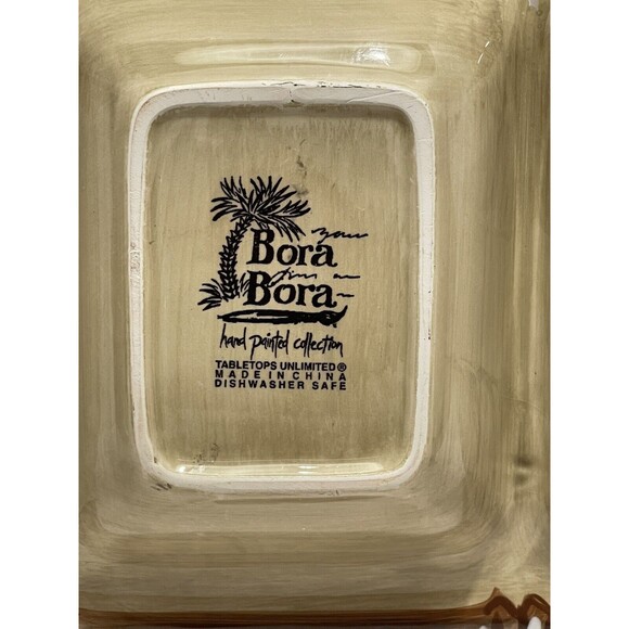 Tabletops Unlimited 4 Section Bora Bora Serving Dish/Tray Palm Tree Pattern EUC - Picture 7 of 8